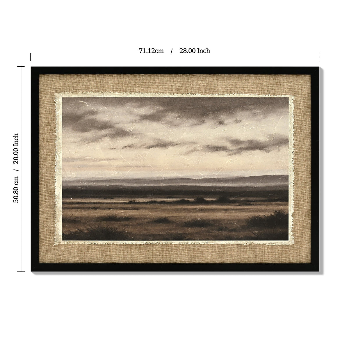 Vintage Landscape Large Framed Wall Art with Canvas Print - Brown