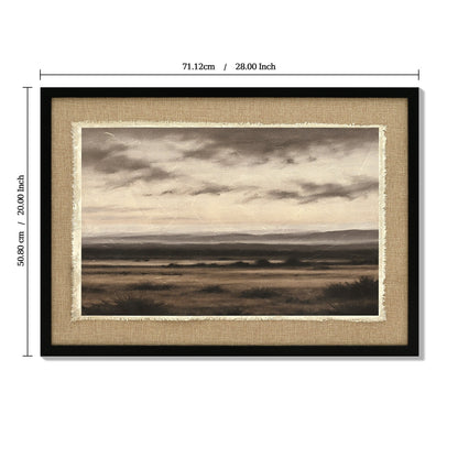 Vintage Landscape Large Framed Wall Art with Canvas Print - Brown