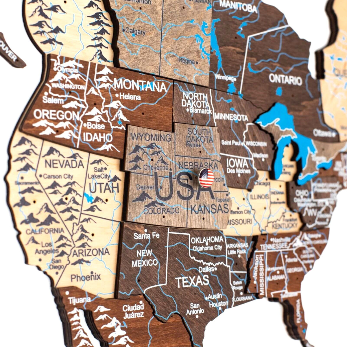 3D LED Wooden World Map 3.0 Multicolor