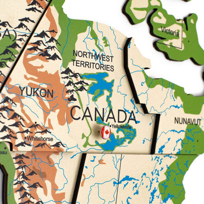 3D Wooden World Map Physical