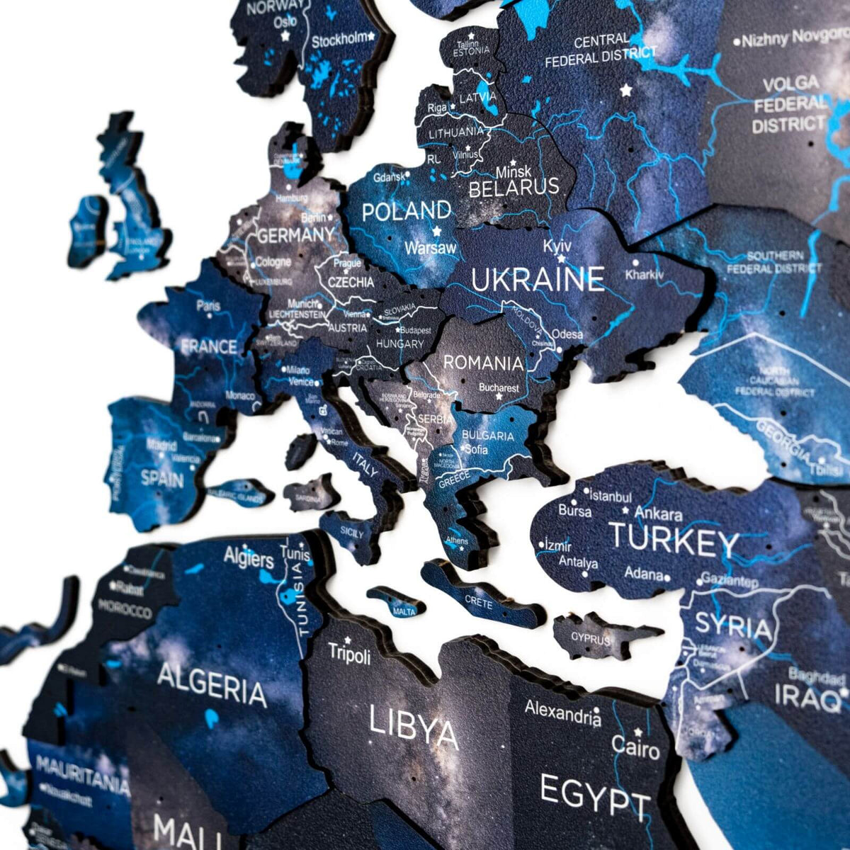 3D Wooden World Map Space