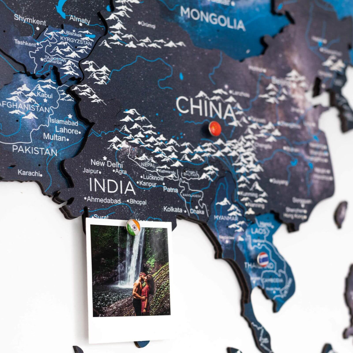 3D Wooden World Map Space