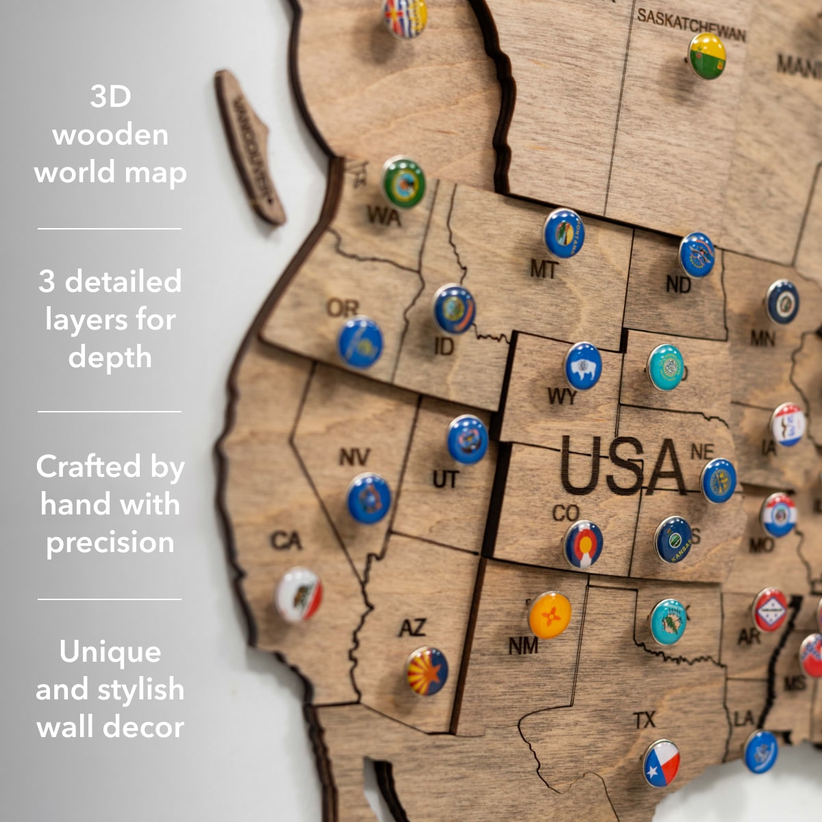 3D Wooden World Map Terra