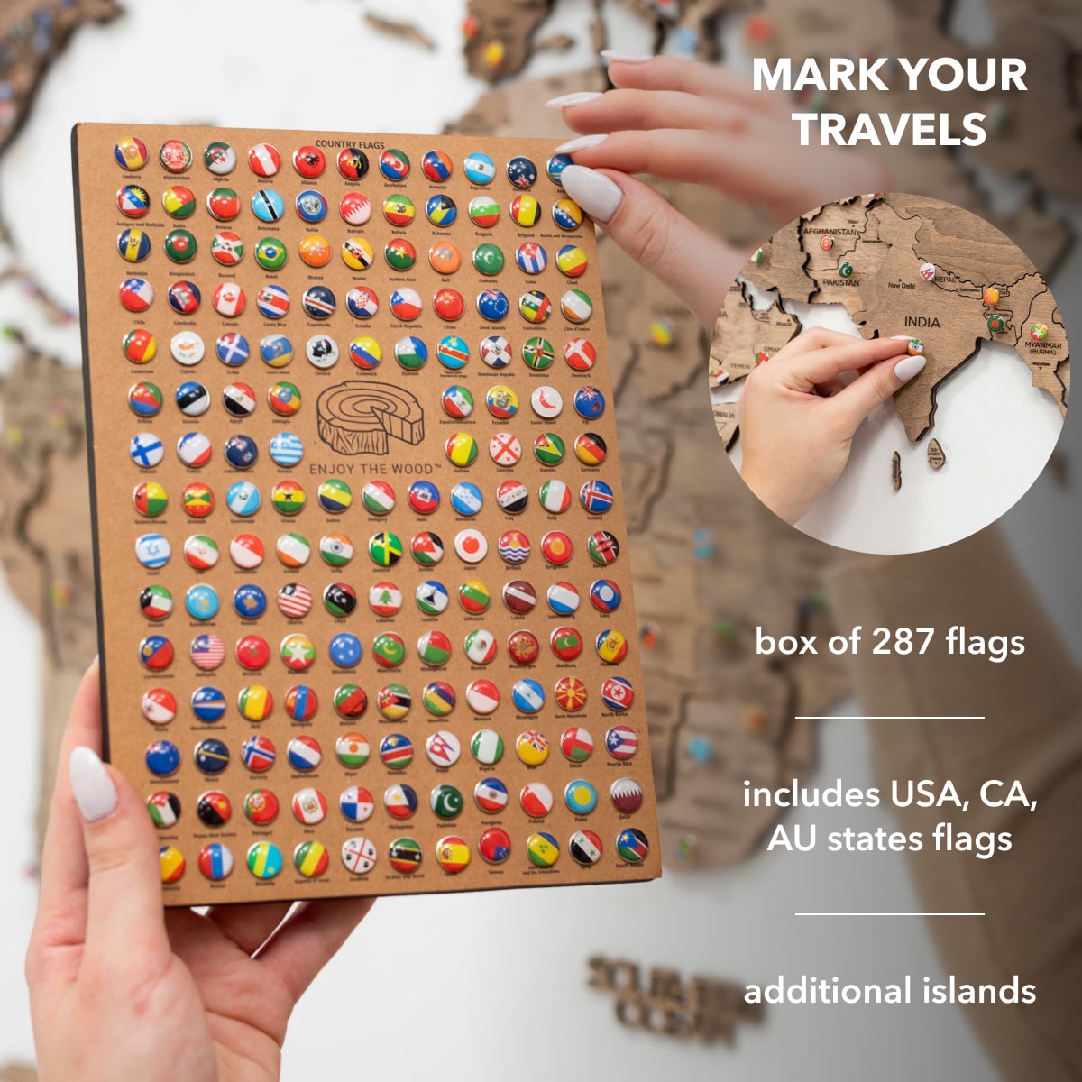 3D Wooden World Map Terra