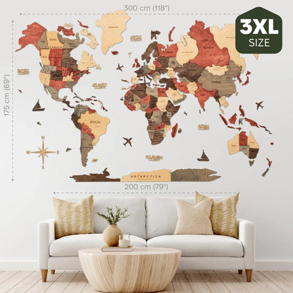3D Wooden World Map Fusion