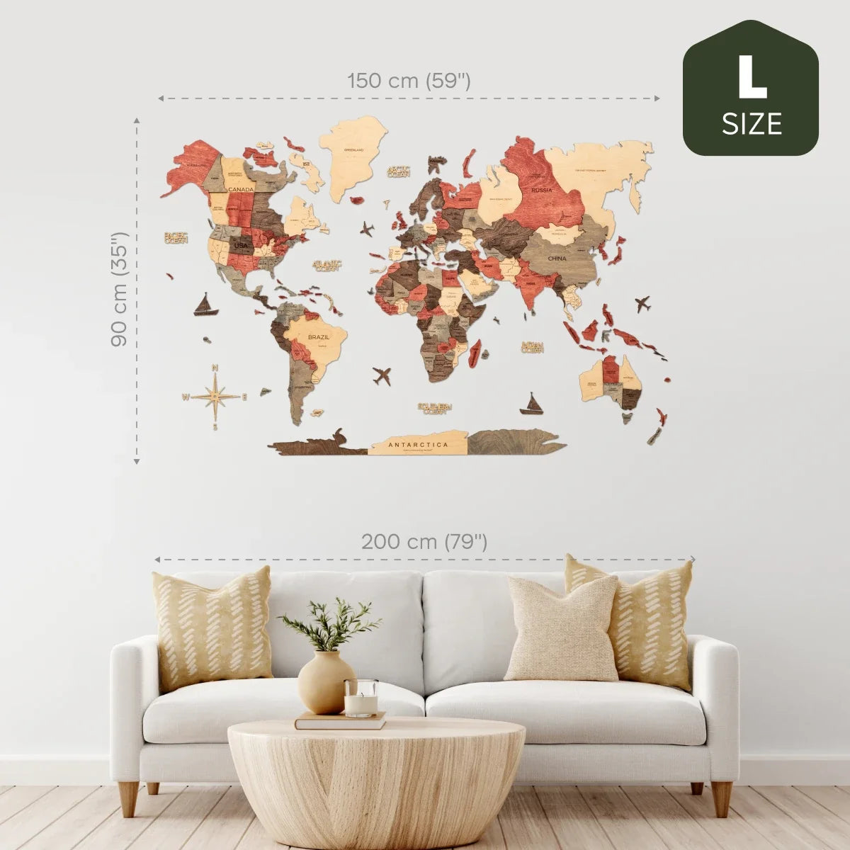 3D Wooden World Map Fusion