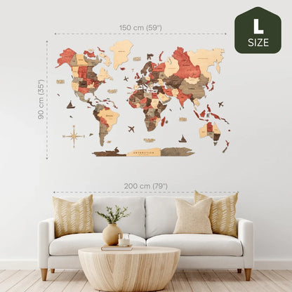 3D Wooden World Map Fusion