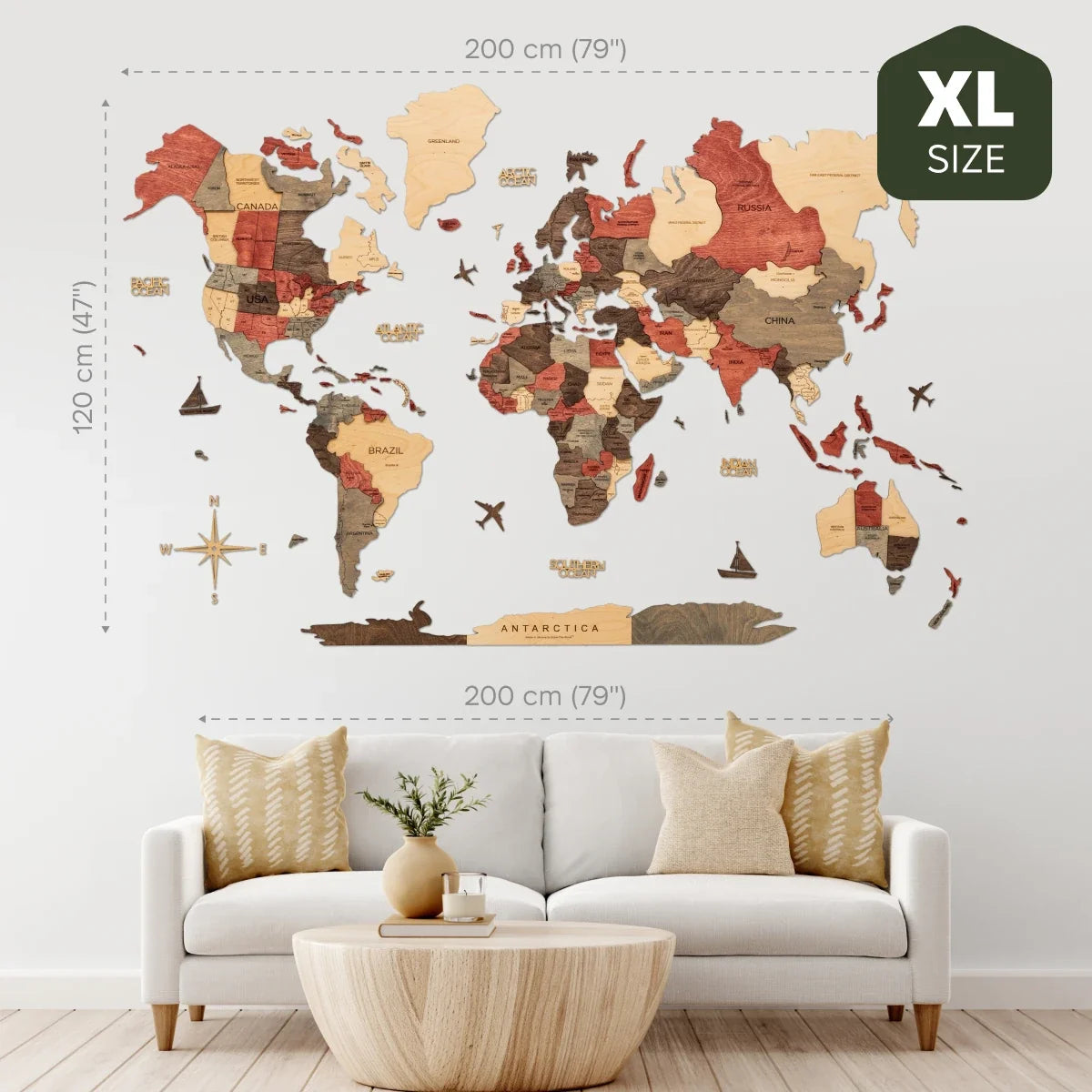 3D Wooden World Map Fusion