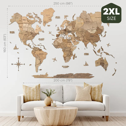 3D Wooden World Map Terra