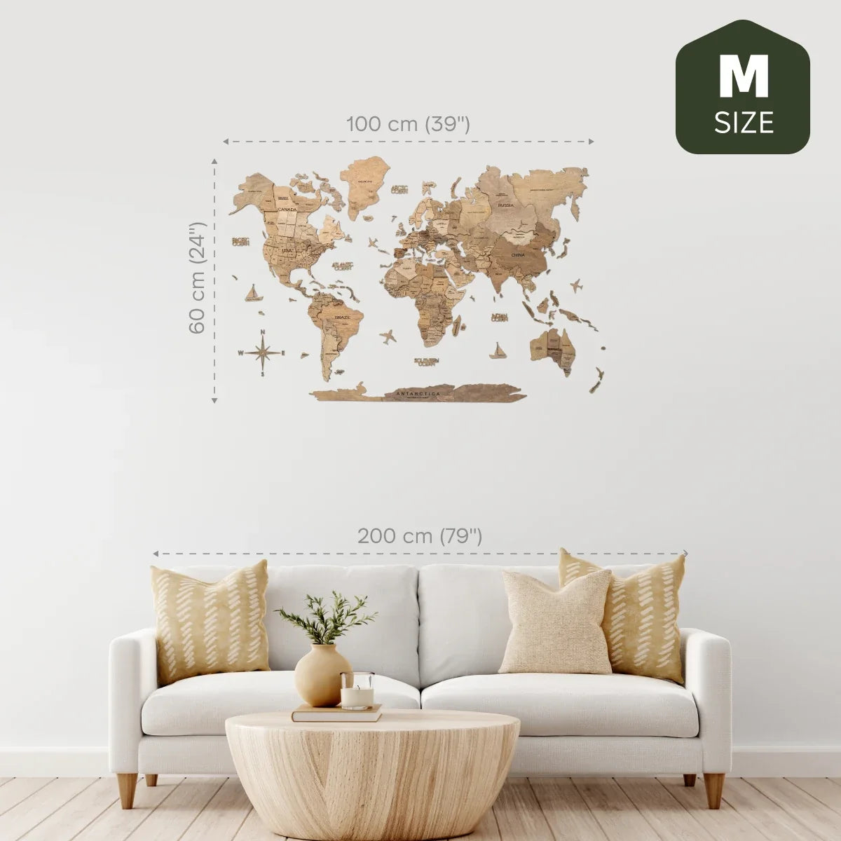 3D Wooden World Map Terra