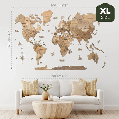 3D Wooden World Map Terra