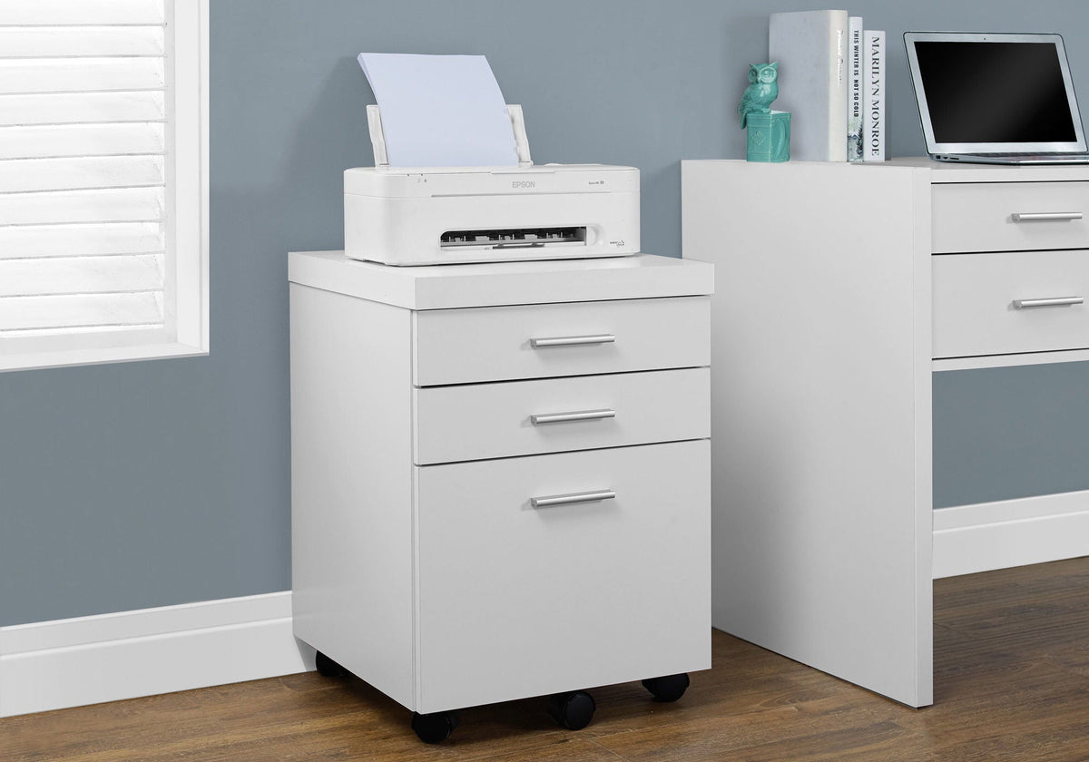 Rolling Mobile File Cabinet with Storage Drawers and Printer Stand - Wood