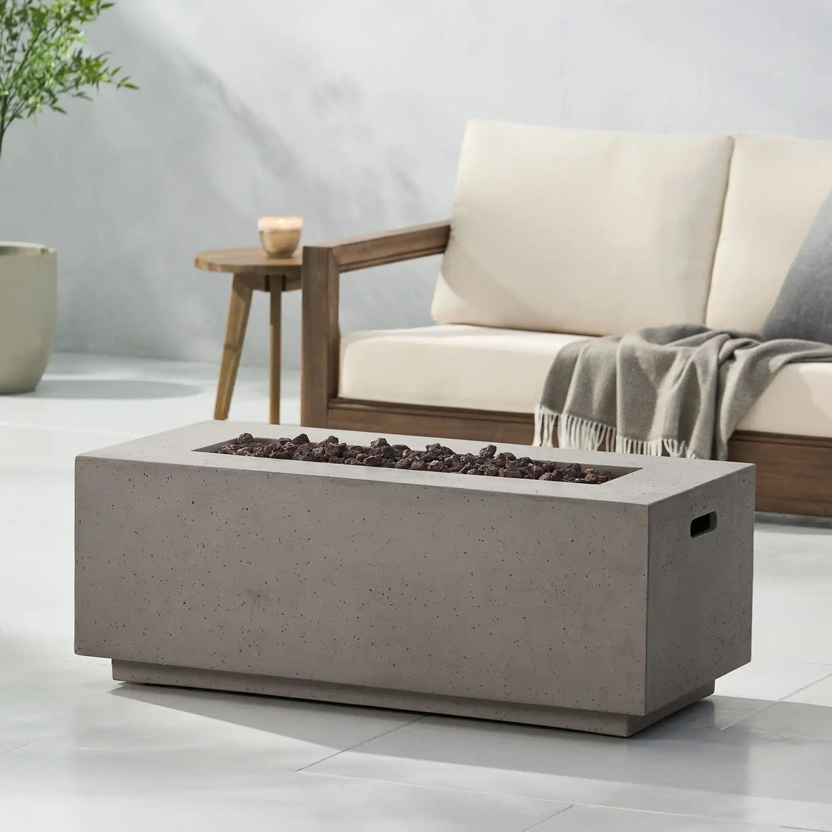 40,000 Btu Propane Fire Pit with Sleek Rectangular Design - Gray or Dark Gray