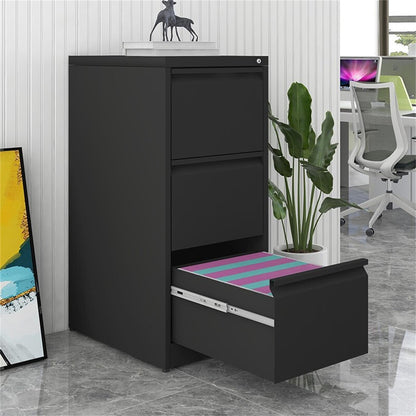 Durable Metal 3 Drawer File Cabinet with Lock – Black or White