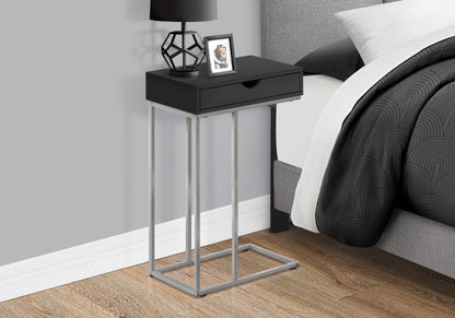 C-Shaped Accent Table with Pass-Through Drawer - Light Brown, White, Black, or Gray