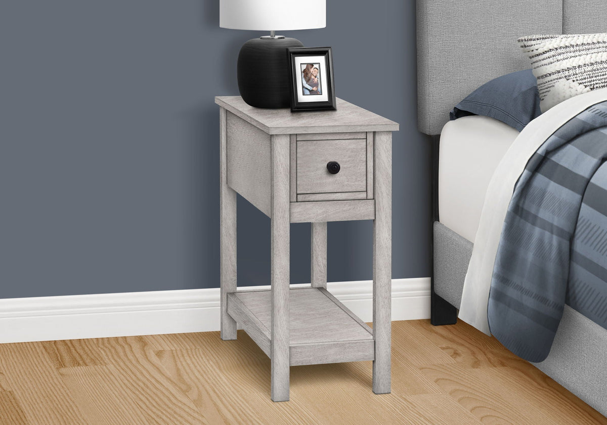 Narrow Wood End Table with Storage Drawer - Multiple Colors