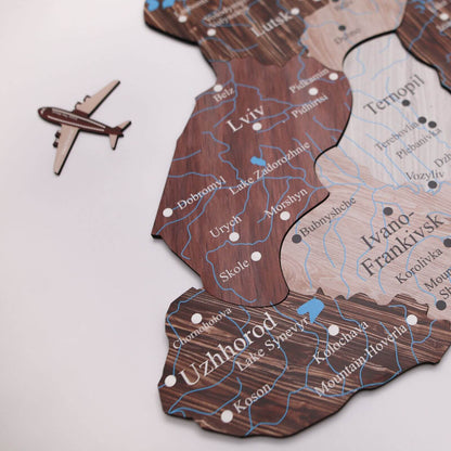 Wooden Map of Ukraine Cappuccino