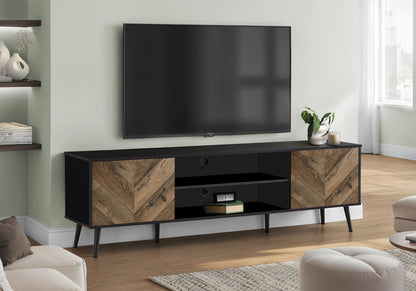 Modern Black TV Stand with Storage - 72 Inch