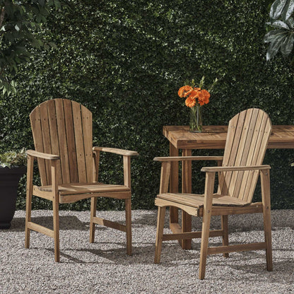 Weather Resistant Acacia Wood Adirondack Dining Chairs Set of 2 - Multiple Colors