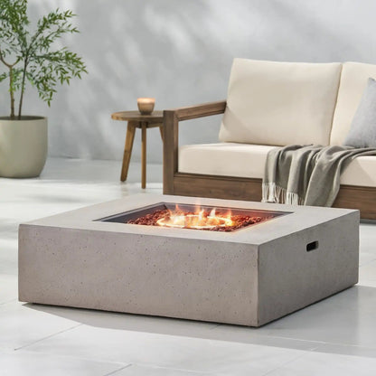 Modern 50,000 BTU Square Fire Table with Propane Tank - Gray