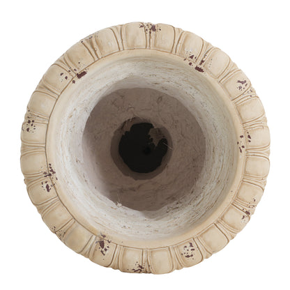 Garden Urn, Antique White, 27" H with Drainage Hole