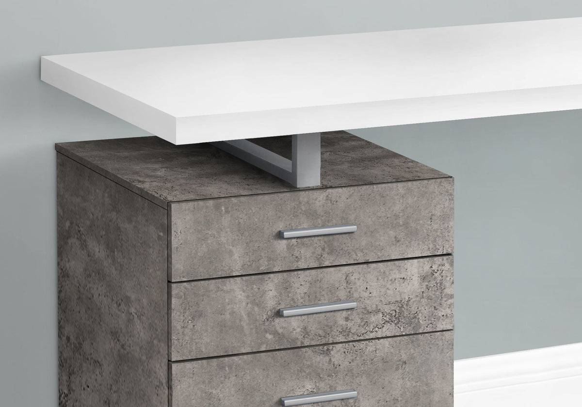 Computer Desk with Reversible Storage Drawers - Gray or Dark Gray