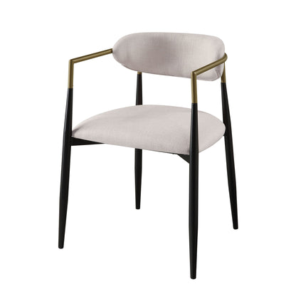 Contemporary Side Chair Set with Metal Frame - Beige