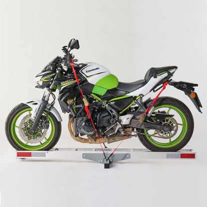 Motorcycle Hitch Mount Carrier with Ramp - Rust-Resistant Silver