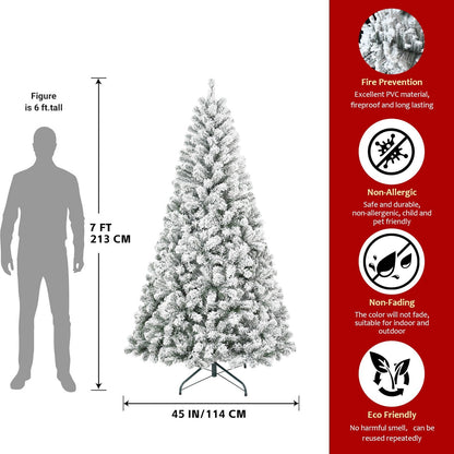 4FT Flocked Christmas Tree with 233 Tips - Green, White