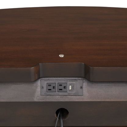 Traditional Style Nightstand with Power Outlet - Dark Cherry
