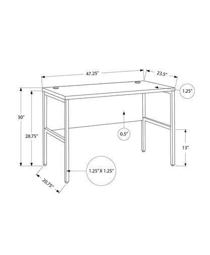 Contemporary Computer Desk with Cable Management - Dark Gray or White