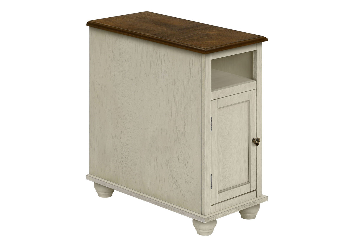Accent End Table with Storage - Traditional Style, White