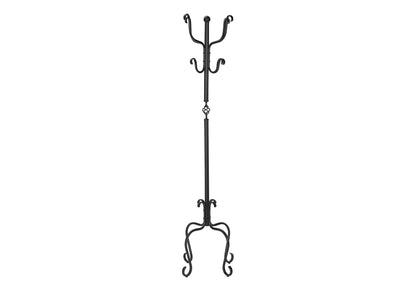 Coat Rack Hall Tree with 8 Hooks - Black Metal Entryway Stand