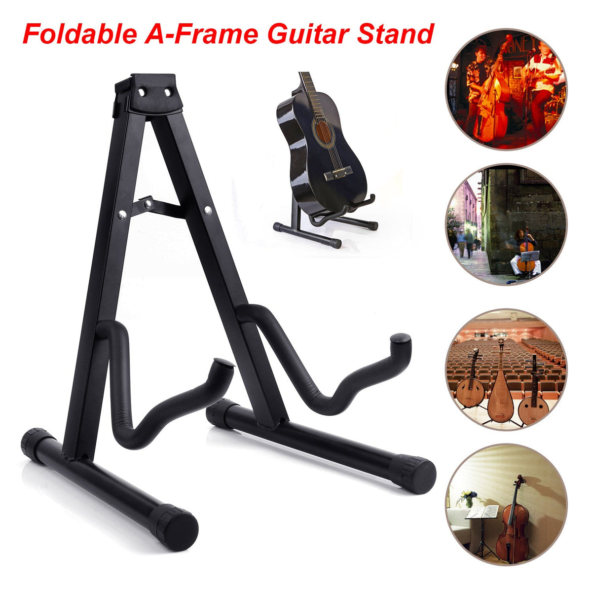 Guitar Stand A Frame Foldable Guitar Holder Portable Mount For Acoustic Electric Classical Guitars Violin Ukulele Bass Banjo