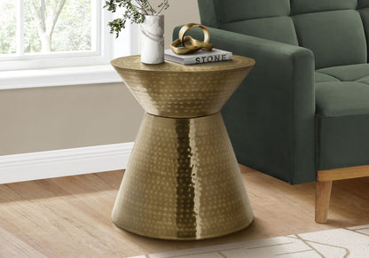 Drum Accent Side Table with Hammered Metal Finish - Dark Gray or Gold