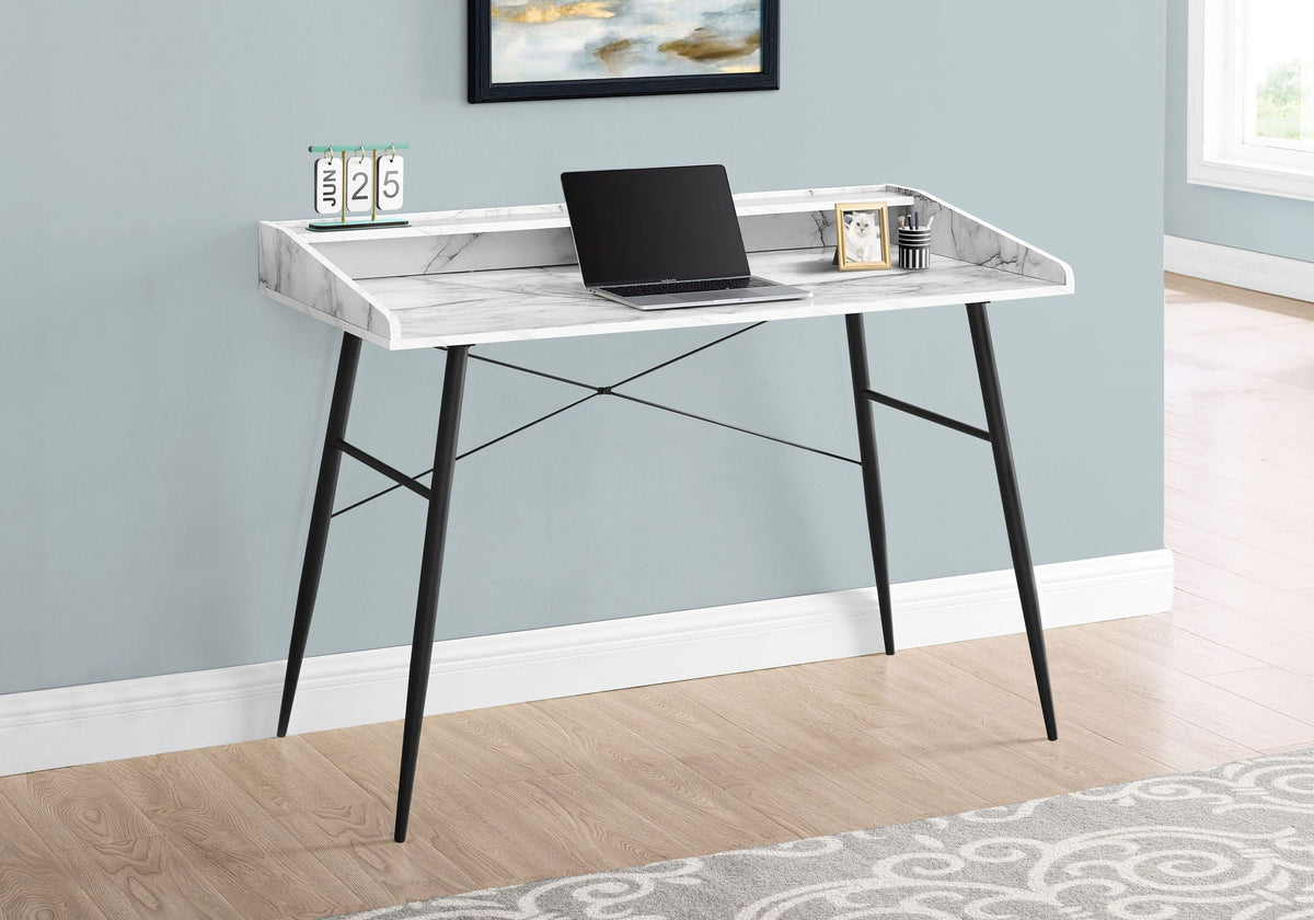 Contemporary Computer Desk with Storage Shelves - White, Black, or Gray