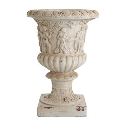 Garden Urn, Antique White, 27" H with Drainage Hole