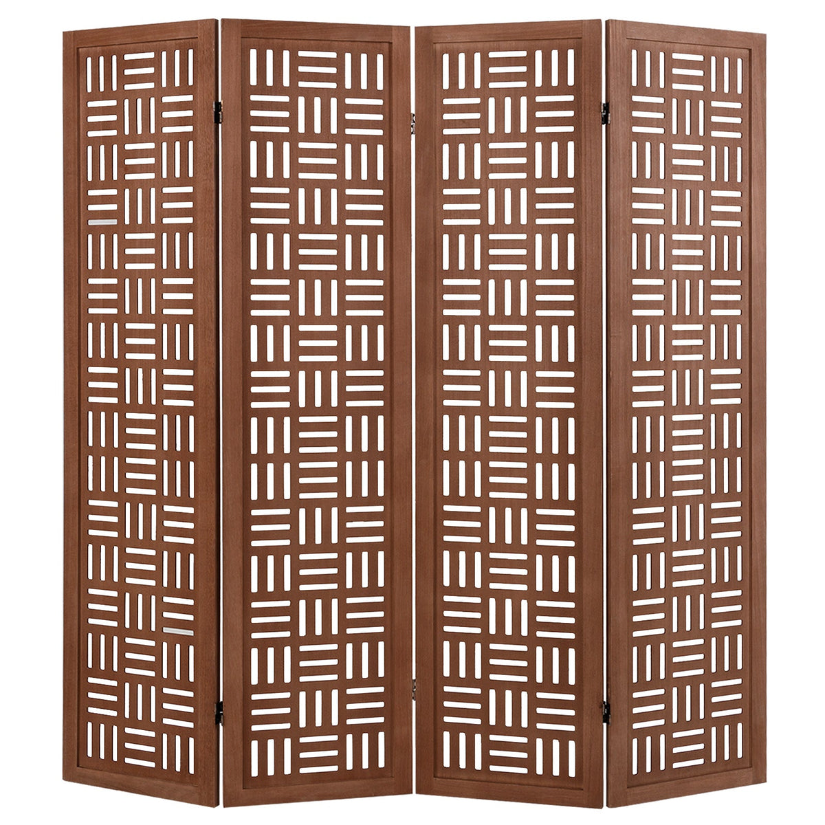 4-Panel Solid Wood Room Divider Folding Partition Stand