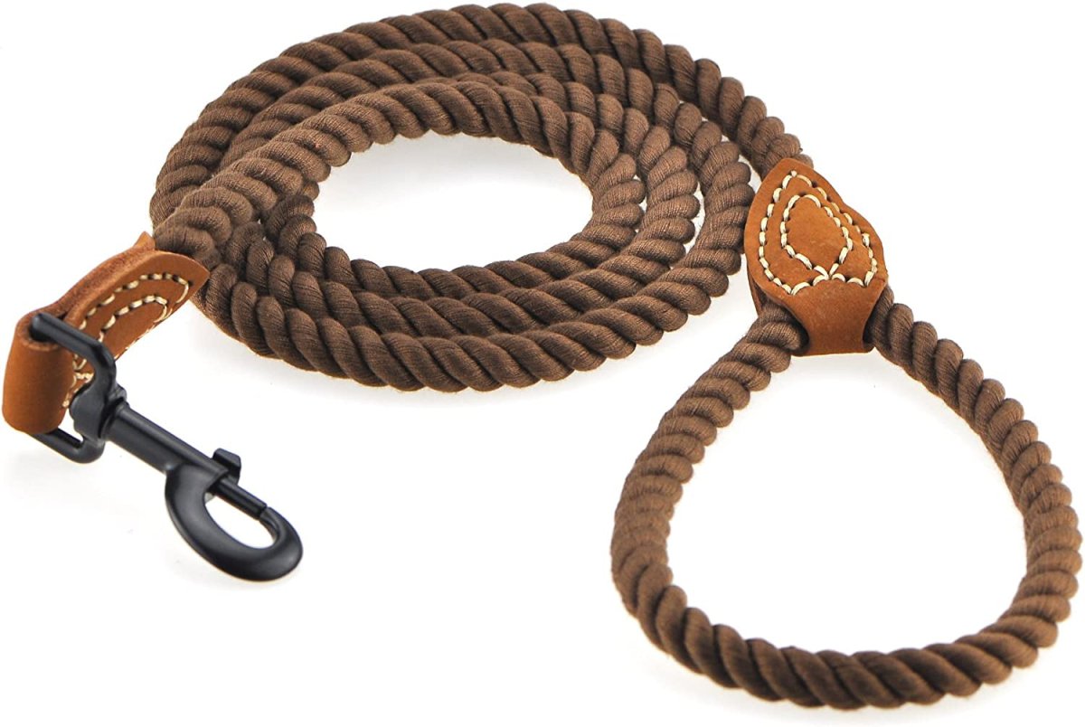 4 feet rope dog leach with lather handle