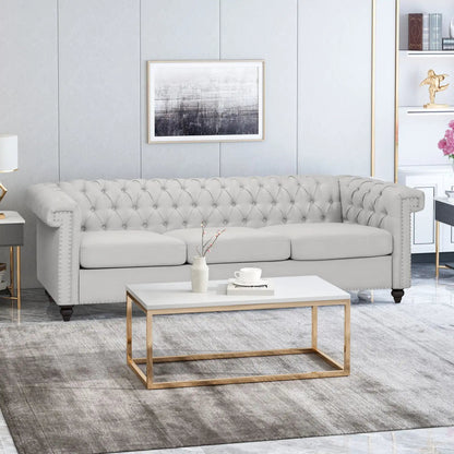 Chesterfield Style 3 Seater Sofa with Deep Button Tufting - Multiple Colors