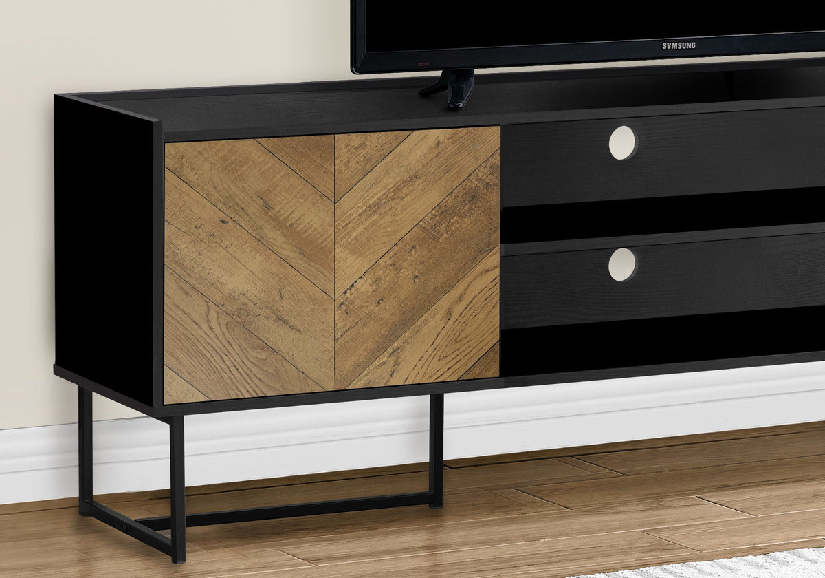 Modern Black TV Stand Console with Storage - Black