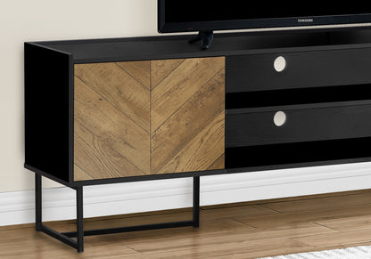 Modern Black TV Stand Console with Storage - Black