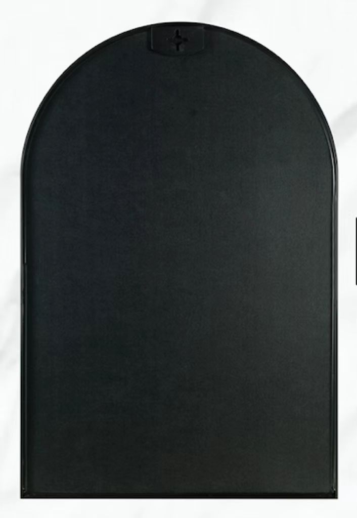 24x36 Inch Arched Bathroom Mirror with Black Metal Frame - Black