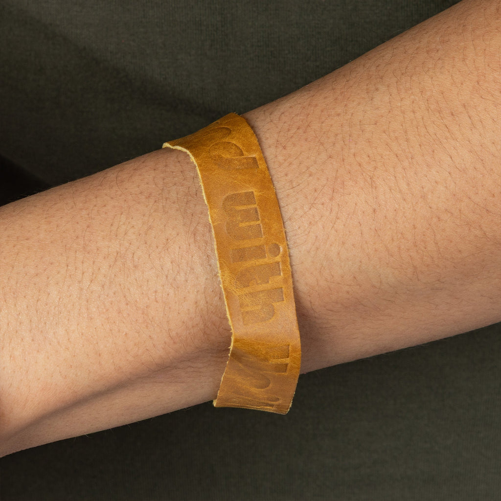 Recycled Leather Stand With Haiti Bracelet