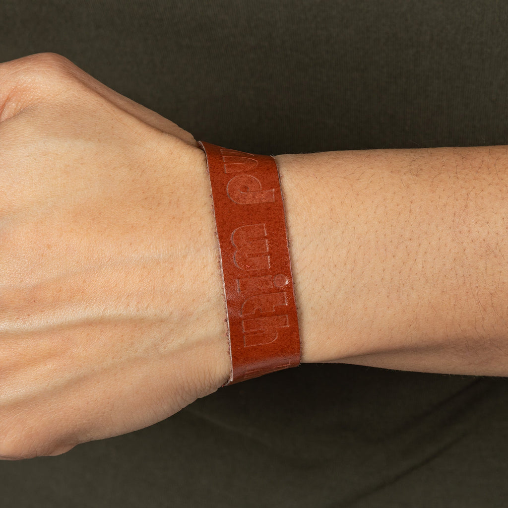 Recycled Leather Stand With Haiti Bracelet