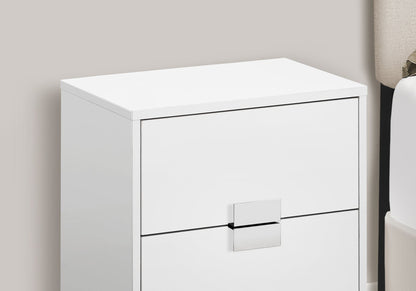 Modern Accent Side Table with Storage Drawer - White