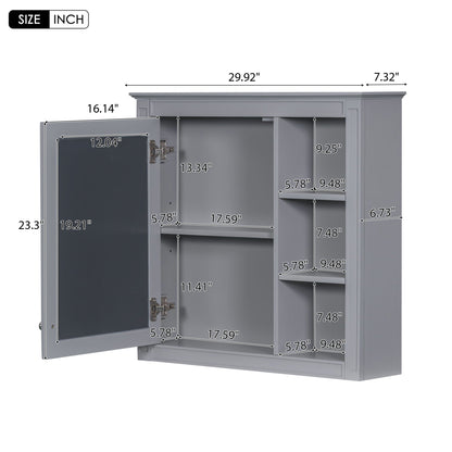 Wall Mounted Medicine Cabinet with Mirror and 3 Open Shelves - Multiple Colors