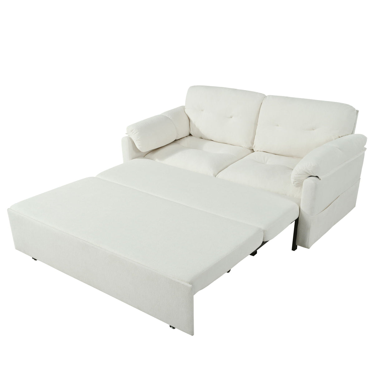 Convertible Pull Out Sofa Bed Queen Size with Side Storage - Fabric, Modern