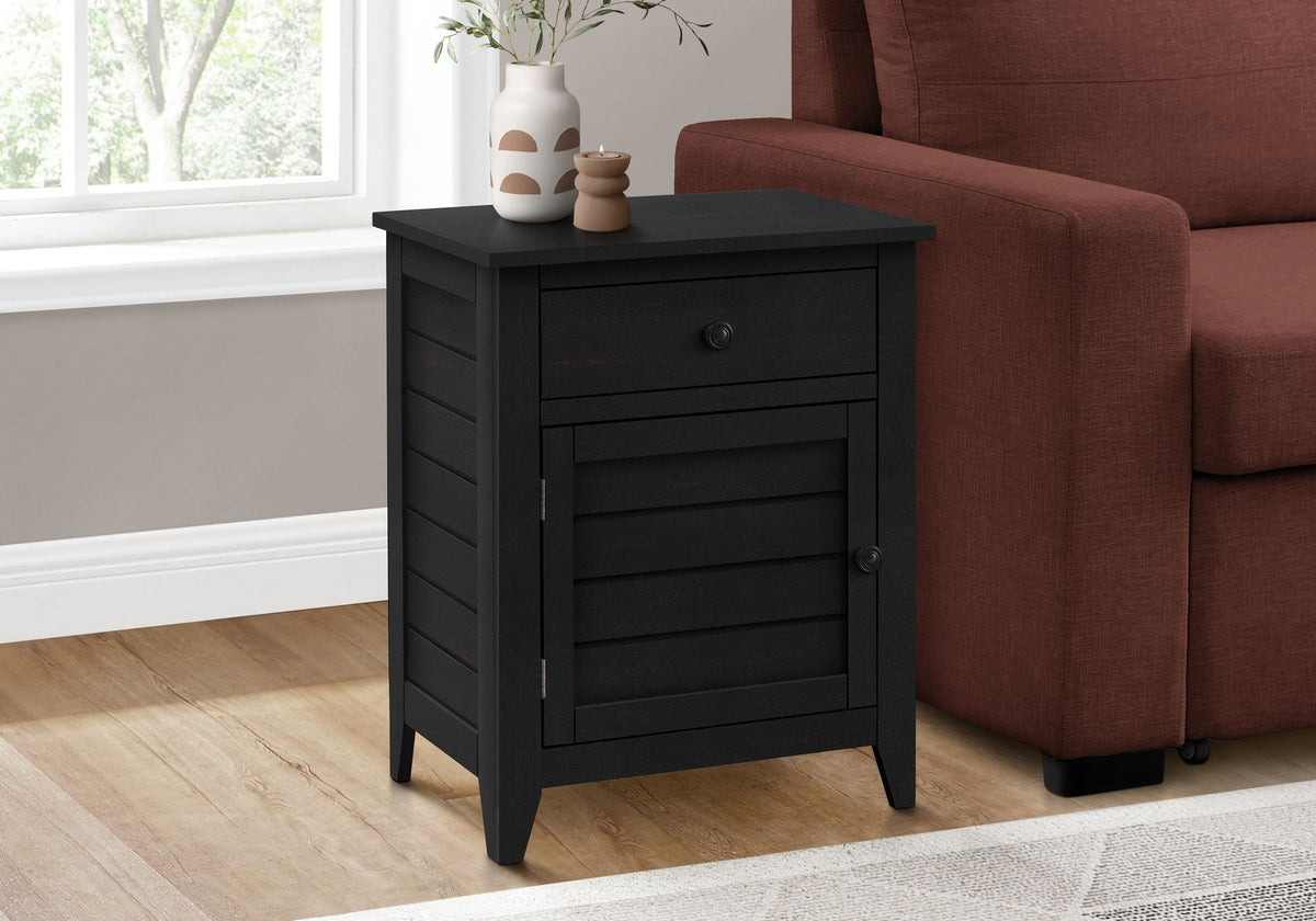 Accent Nightstand with Storage Drawer - Transitional Style - Black, Gray or Dark Green