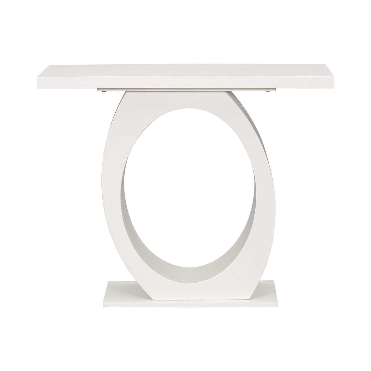 Beige Wood Console Table with Oval Base and Reinforced Bottom Plate
